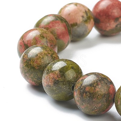 Natural Unakite Beaded Stretch Bracelets BJEW-A117-E-30-1