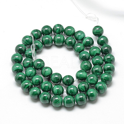 Natural Malachite Beads Strands G-S264-21-10mm-1