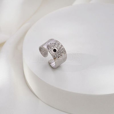 304 Stainless Steel Rhinestone Cuff Open Rings for Women CV9797-2-1