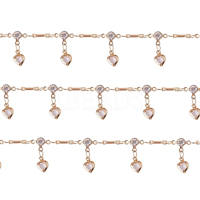 Clear Cubic Zirconia Heart Charm Tassel Chains JX604A-1