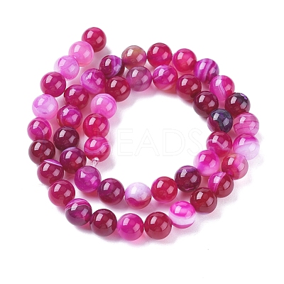 Natural Striped Agate/Banded Agate Beads Strands X-G-G582-8mm-56-1