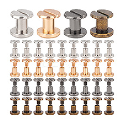 40Sets 4 Colors Alloy Screw Clasps BUTT-PH0001-30A-1