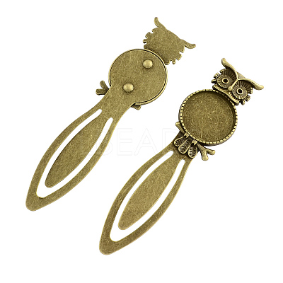 Owl Vintage Tibetan Style Alloy Bookmarks Cabochon Settings TIBE-Q032-28AB-NR-1
