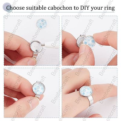 Tarnish Resistant Adjustable 304 Stainless Steel Finger Rings Components STAS-F149-21P-A-1