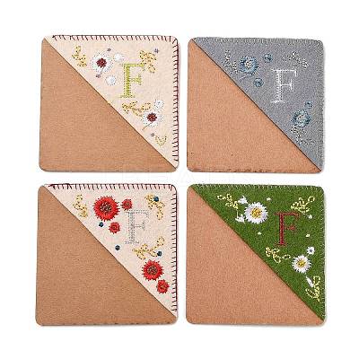 4Pcs Letter Personalized Hand Embroidered Corner Bookmarks JX587F-1
