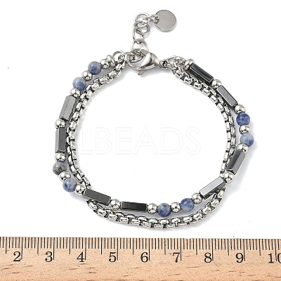 Natural Sodalite & Non-magnetic Synthetic Hematite Beaded Multi-strand BJEW-Z148-05P-01-1