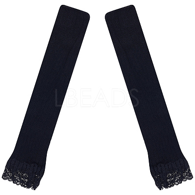 1 Pair Acrylic Fibers Long Mesh Lace Gloves AJEW-CN0006-67B-1