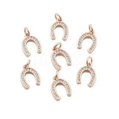 CZ Brass Micro Pave Cubic Zirconia Horse Shoe Charms LS-ZIRC-L018-13RG-1