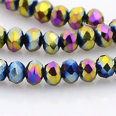 Full Plated Faceted Rondelle Glass Beads Strands GLAA-A024B-FP04-1