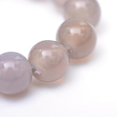 Round Natural Grey Agate Bead Strands G-R345-4mm-07-1