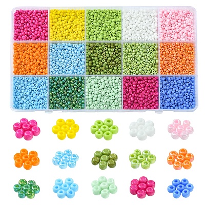 180G 15 Colors Baking Paint K9 Glass Seed Beads SEED-FS0001-09-1