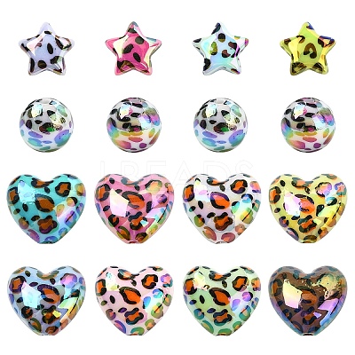 10Pcs 2 Styles UV Plating Opaque Acrylic Beads OACR-YW0003-44A-1