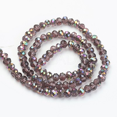 Electroplate Transparent Glass Beads Strands EGLA-A034-T8mm-R03-1