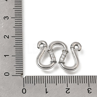 Brass Micro Pave Clear Cubic Zirconia M-Hook Clasps KK-CBA0DF0-15P-1