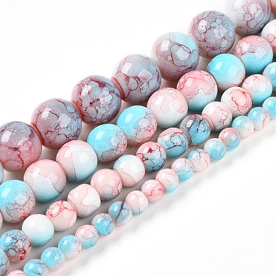 Baking Paint Glass Beads Strands LS-DGLA-N003-8mm-C03-1