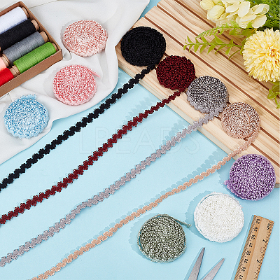 20 Yards 10 Colors Nylon Pleated Elastic Mesh Lace Ribbon OCOR-BC0009-33-1