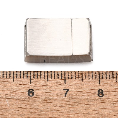 5 Sets 304 Stainless Steel Rectangle Magnetic Clasps with Glue-in Ends STAS-UN0046-84-1