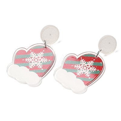 Christmas Acrylic Dangle Stud Earrings with 304 Stainless Steel Pin for Women LS-EJEW-D060-01F-1
