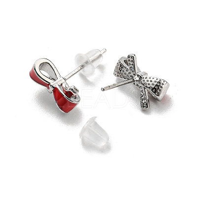 Christmas Theme Brass Stud Earrings EJEW-D062-01H-P-1