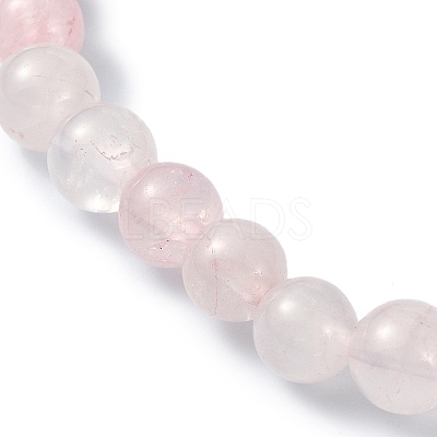 Natural Rose Quartz Round Beaded Bracelets BJEW-JB09878-01-1