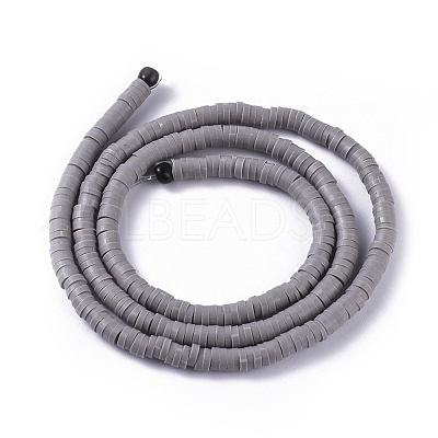 Flat Round Handmade Polymer Clay Bead Spacers CLAY-R067-4.0mm-40-1