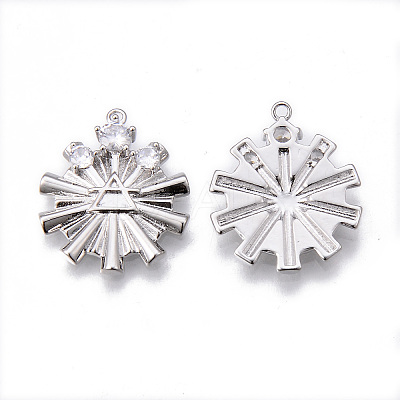 Brass Micro Pave Clear Cubic Zirconia Pendants KK-N232-147-NF-1