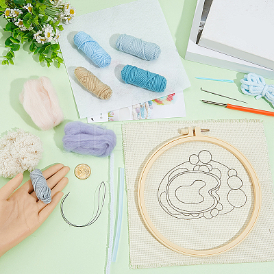 DIY Coaster Punch Needle Embroidery Starter Kits for Beginners DIY-WH20095-003D-1