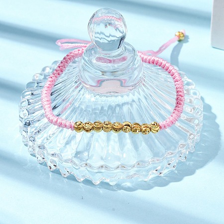Polyester Cord Braided Bead Bracelets for Women BJEW-L698-01G-12-1