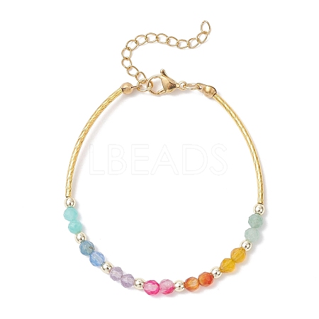 Chakra Synthetic Hematite & Natural Carnelian & Agate & Green Aventurine & Amethyst & Amazonite & Brass Beaded Bracelets for Women BJEW-JB12600-1