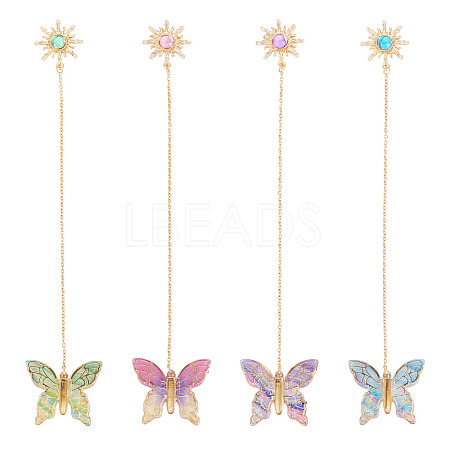 4Pcs Butterfly Sun Acrylic & Alloy Resin Charm Bookmark AJEW-TA00044-1