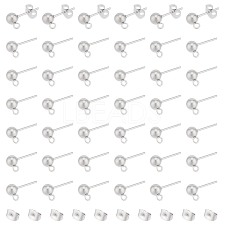 Unicraftale 100Pcs 304 Stainless Steel Ball Post Stud Earring Findings STAS-UN0056-39-1