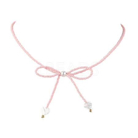Glass Seed Pendant Necklaces for Women NJEW-MZ00031-05-1
