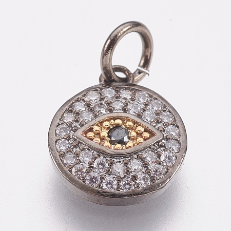 Brass Micro Pave Cubic Zirconia Charms ZIRC-F083-016B-RS-1