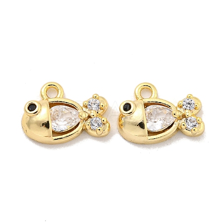 Brass Micro Pave Clear Cubic Zirconia Charms KK-Z044-30G-1