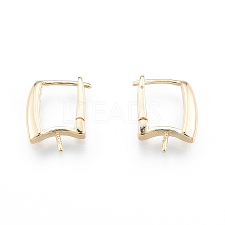 Brass Hoop Earring Findings with Latch Back Closure KK-C006-28G-1