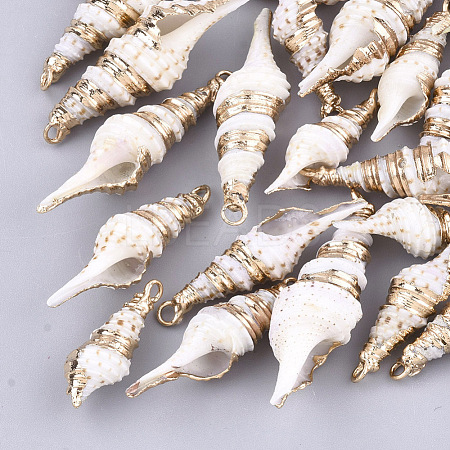 Electroplate Spiral Shell Pendants SSHEL-S262-27-1