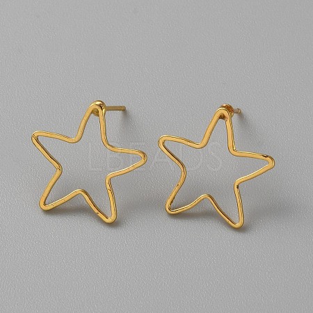 Golden Brass Hollow Geometry Stud Earrings EJEW-WH0012-127I-1