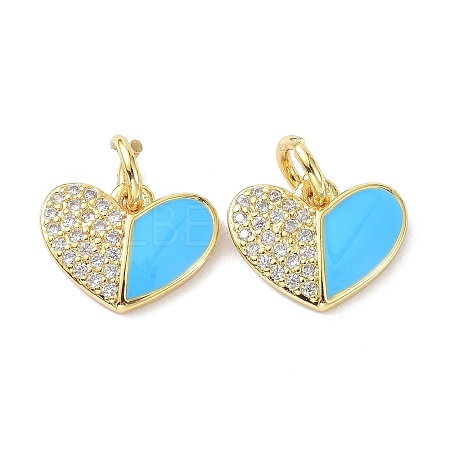 Eco-Friendly Brass Micro Pave Clear Cubic Zirconia Enamel Pendants ZIRC-C021-45G-02-1