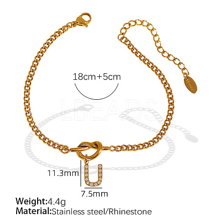 304 Stainless Steel Micro Pave Clear Cubic Zirconia Charm Bracelets WG4D47F-22-1