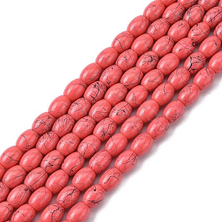 Baking Painted Drawbench Glass Bead Strands GLAD-S080-6x8-B79-1