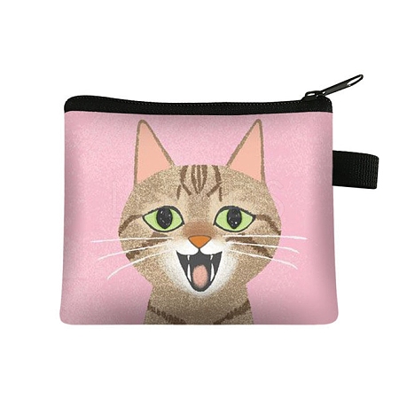 Cute Cat Polyester Zipper Wallets ANIM-PW0002-28W-1