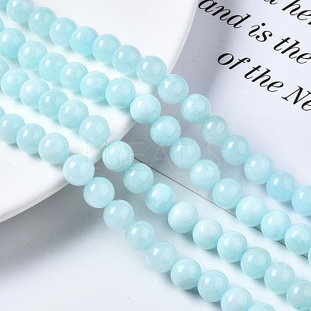 Natural Dyed Yellow Jade Gemstone Bead Strands X-G-R271-8mm-Y04-1