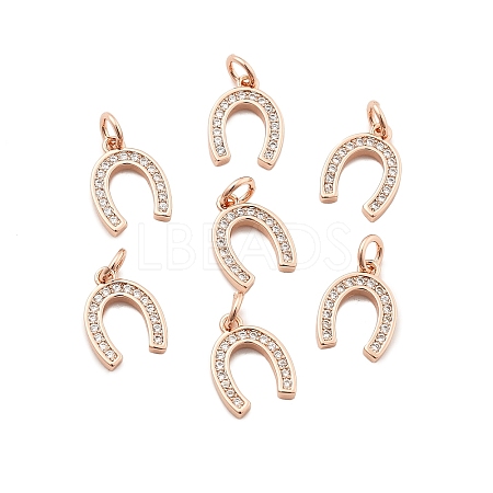 CZ Brass Micro Pave Cubic Zirconia Horse Shoe Charms LS-ZIRC-L018-13RG-1