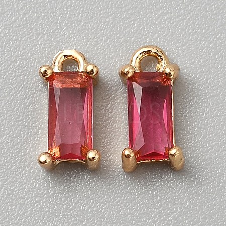 Golden Plated Brass Cubic Zirconia Charms ZIRC-WH0015-01G-05-1