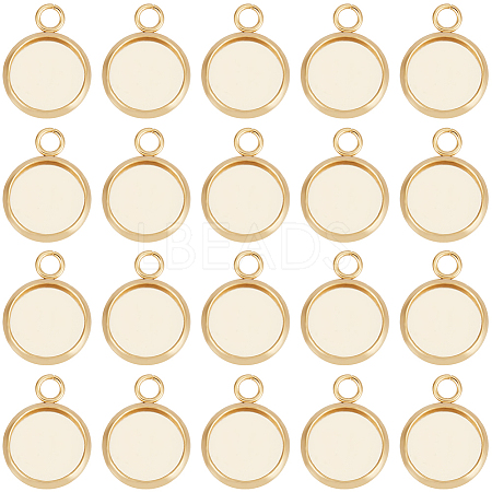 Beebeecraft 40Pcs 304 Stainless Steel Pendant Cabochon Settings STAS-BBC0006-24A-G-1