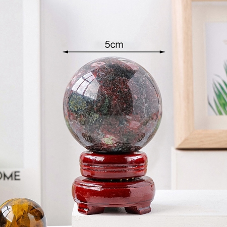 Natural Rhodonite Crystal Ball Display Decorations PW-WG27983-01-1