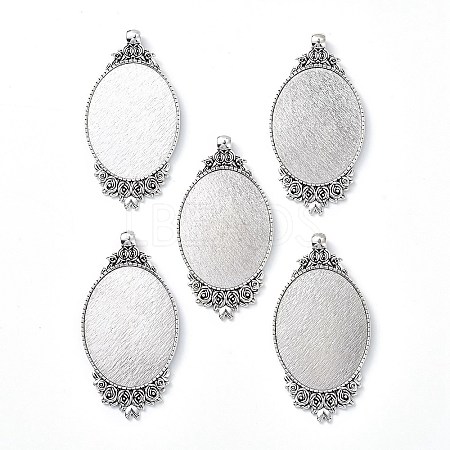 Tibetan Style Alloy Pendant Cabochon Settings X-TIBEP-N003-28AS-1
