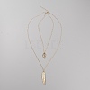 Alloy Leaf Pendant Double Layer Necklace for Women NJEW-WH0020-12KCG-B-1