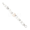 Faceted Round Natural Howlite & Rainbow Moonstone & Potato Natural Cultured Freshwater Pearl Beaded Connector Charms PALLOY-JF03532-04-2