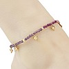 Natural Ruby & Rhodonite & Amethyst Faceted Round and Pearl Beaded Anklets AJEW-AN00872-02-2
